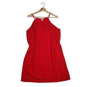 Lucky Brand Red Crocheted A-Line Dress Sz. Large